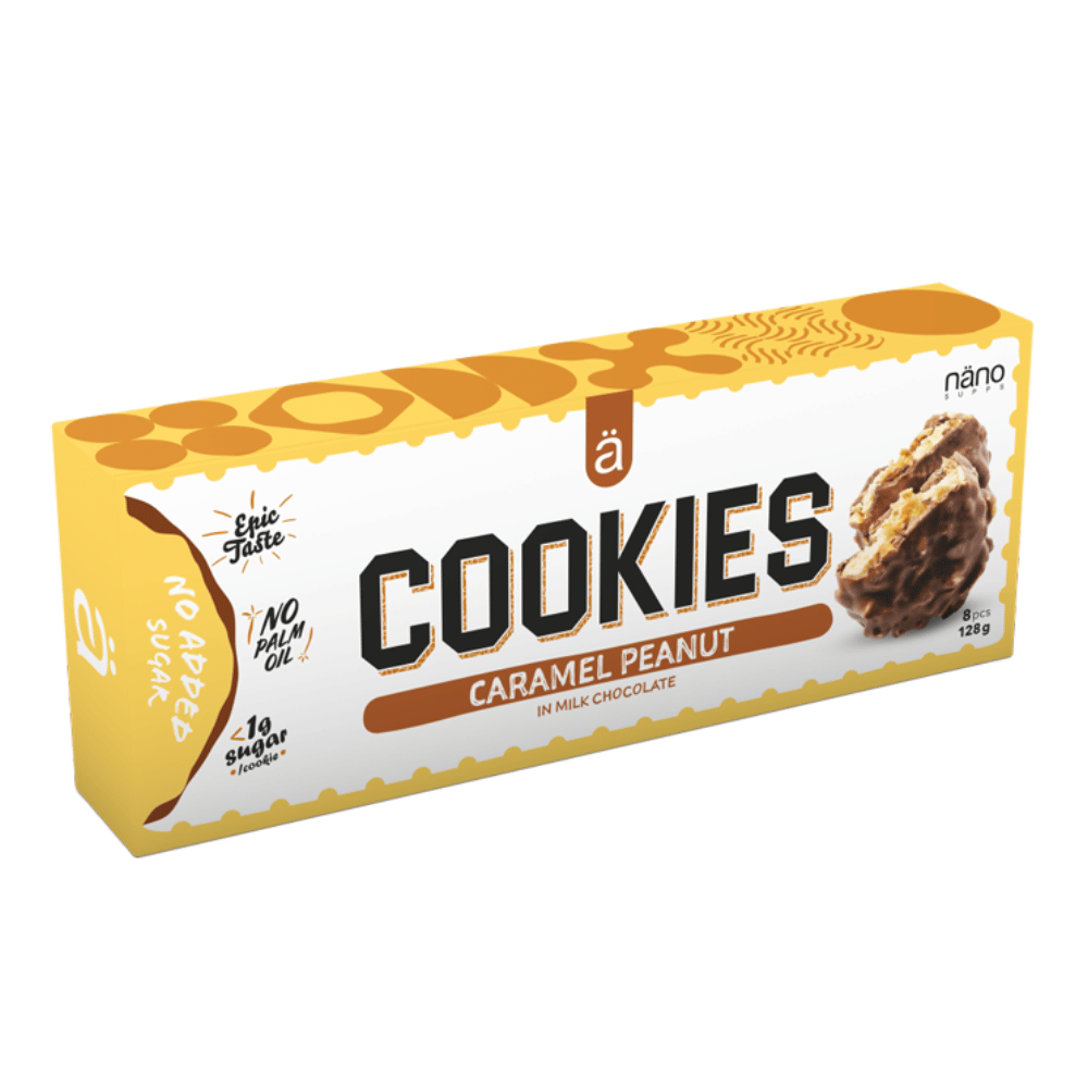 Nano Supps Low Sugar Protein Cookies - Caramel Peanut Milk Chocolate - 128g (8 Cookies)