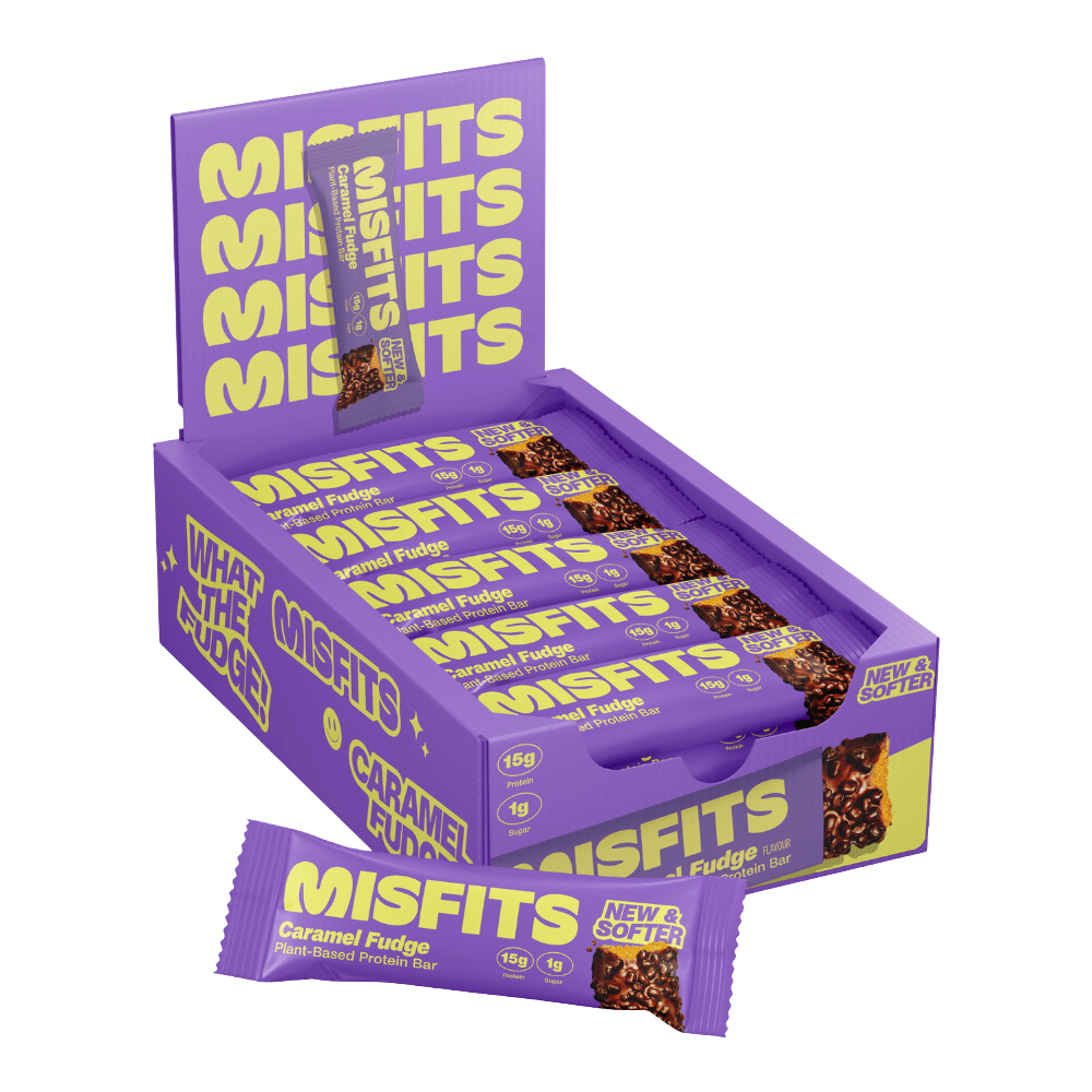 Misfits Vegan Caramel Fudge Plant Protein Bars - 15x50g Boxes