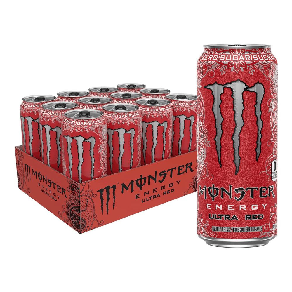 Monster Ultra Red Zero Sugar Energy Drinks - Imported Flavour - 12x473ml