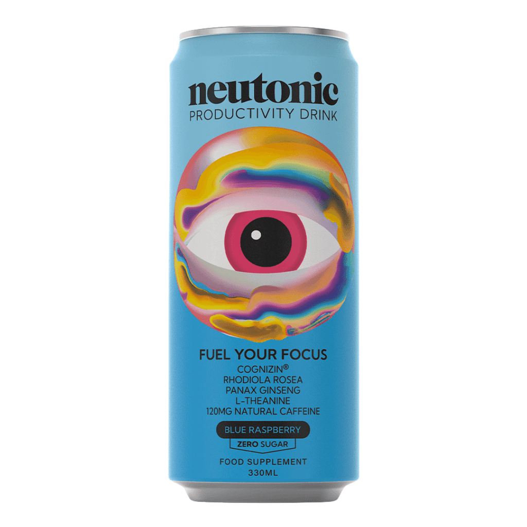 Neutonic Blue Raspberry Productivity Nootropic Energy Drinks - Single 330ml Cans