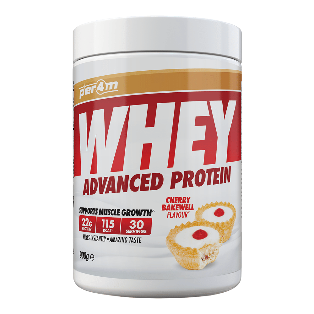 Cherry Bakewell PER4M 900g Whey Protein Powder Tubs - 30 Servings