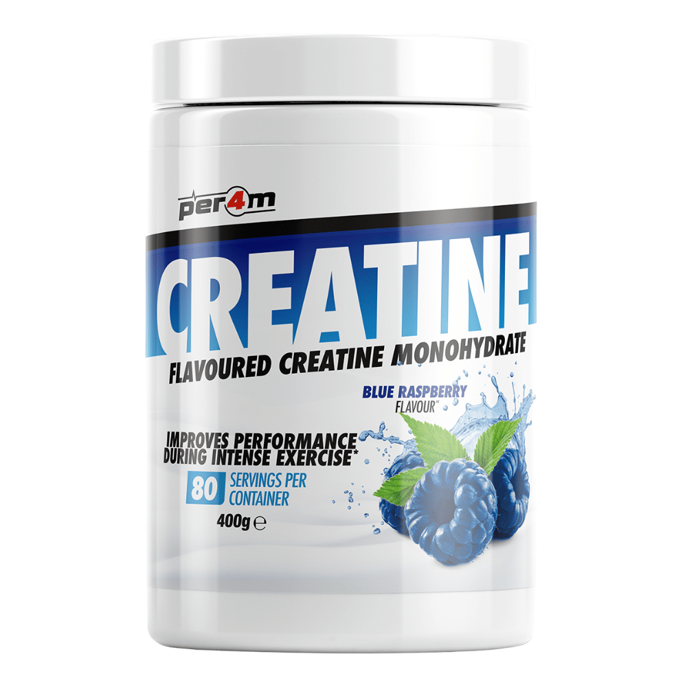 PER4M Blue Raspberry Flavoured Creatine - 400g Tubs - 80 Servings