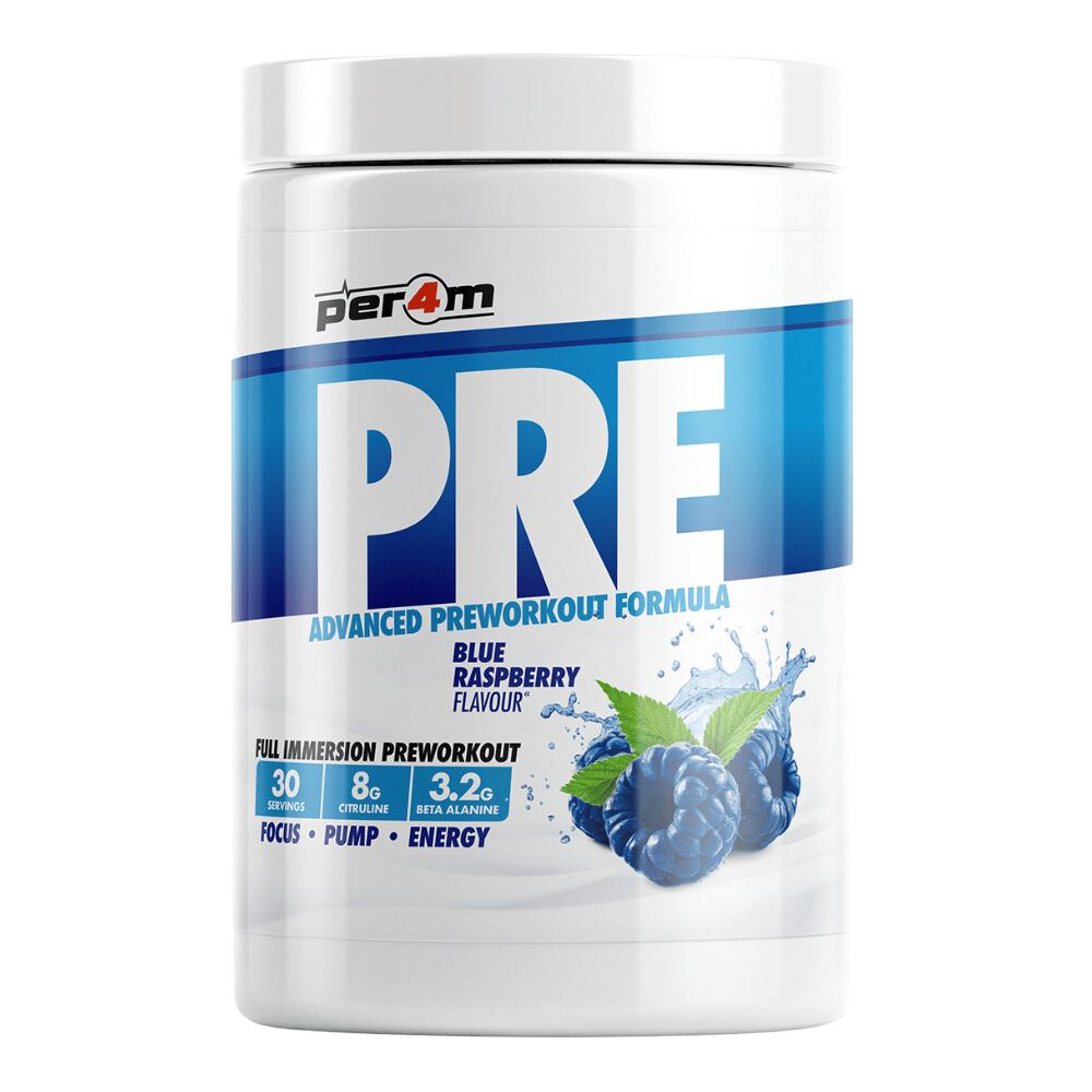 PER4M Blue Raspberry Pre-Workout Supplement (30 Serving Tub)