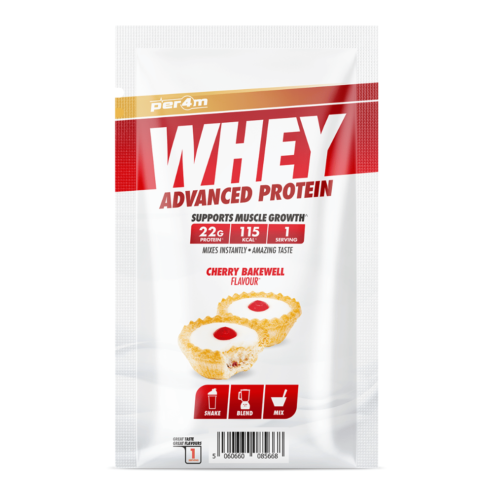 PER4M Cherry Bakewell Sample Sachet of Whey Protein Powder