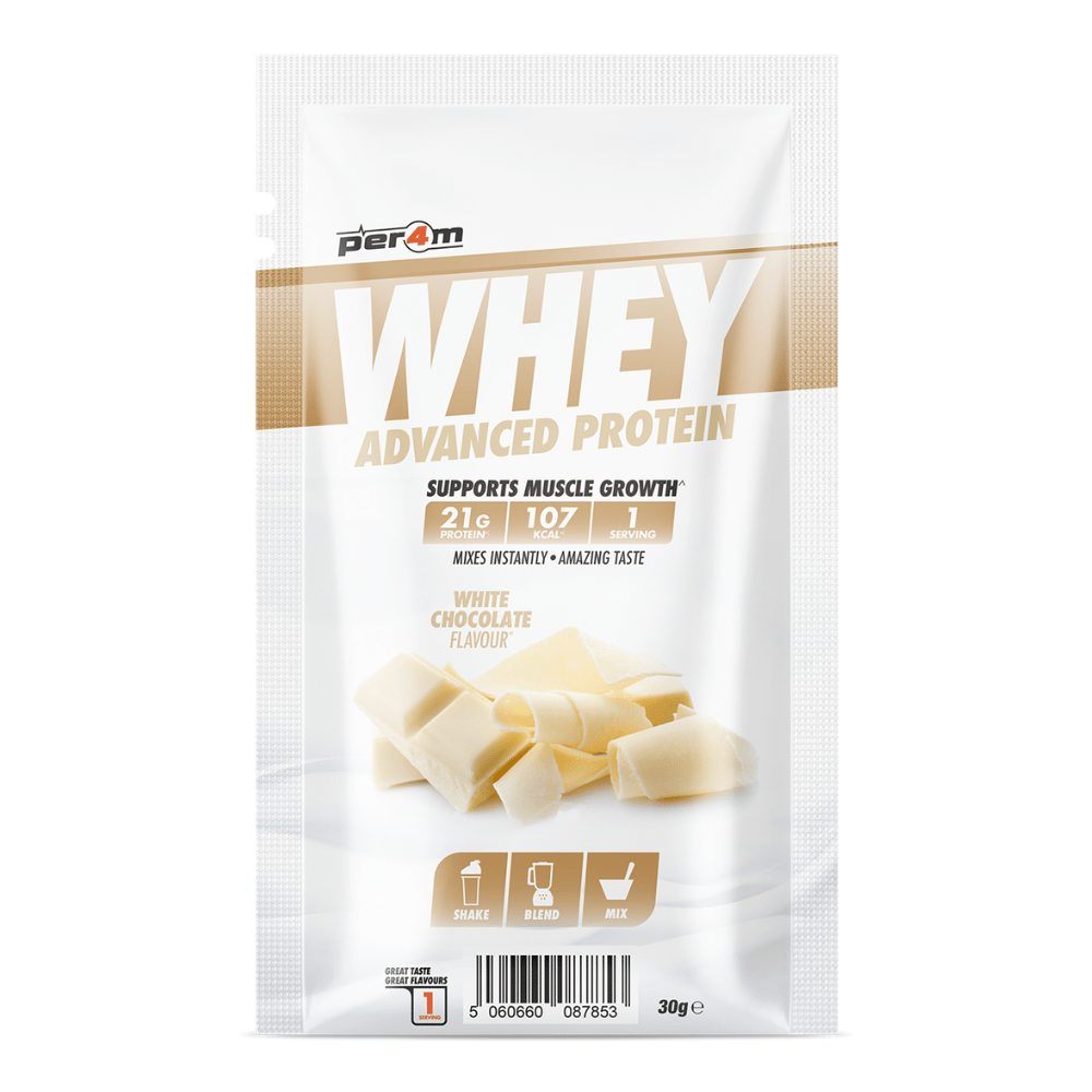 White Chocolate PER4M Advanced Whey Protein Powder Sachet - Single Sample 30g