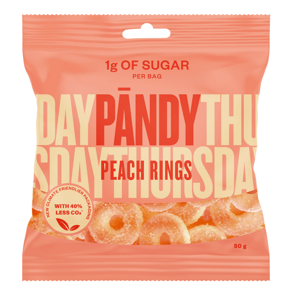 Pandy Peach Rings - Low-Calorie Candies - Single 50g Packs