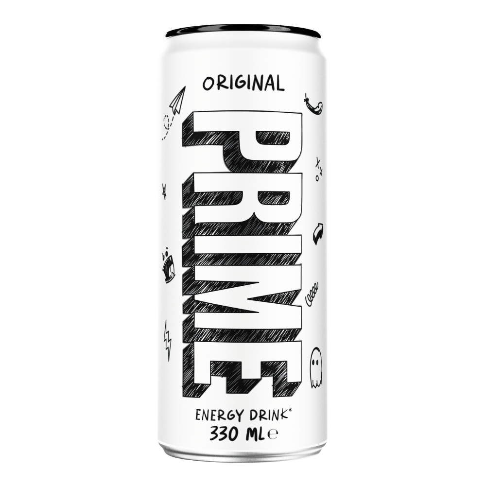 Prime Original Energy Drinks - 330ml White Graffitied Cans UK
