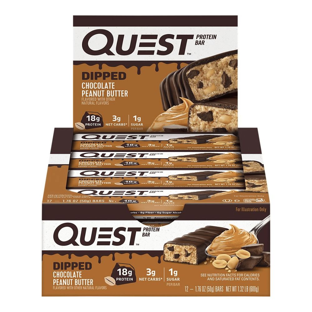 Quest - Dipped Peanut Butter Chocolate Protein Bars - 12x50g Boxes