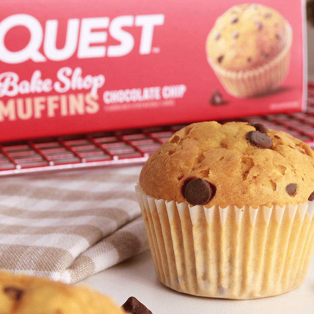 Side view of the Quest Chocolate Chip Protein Muffins