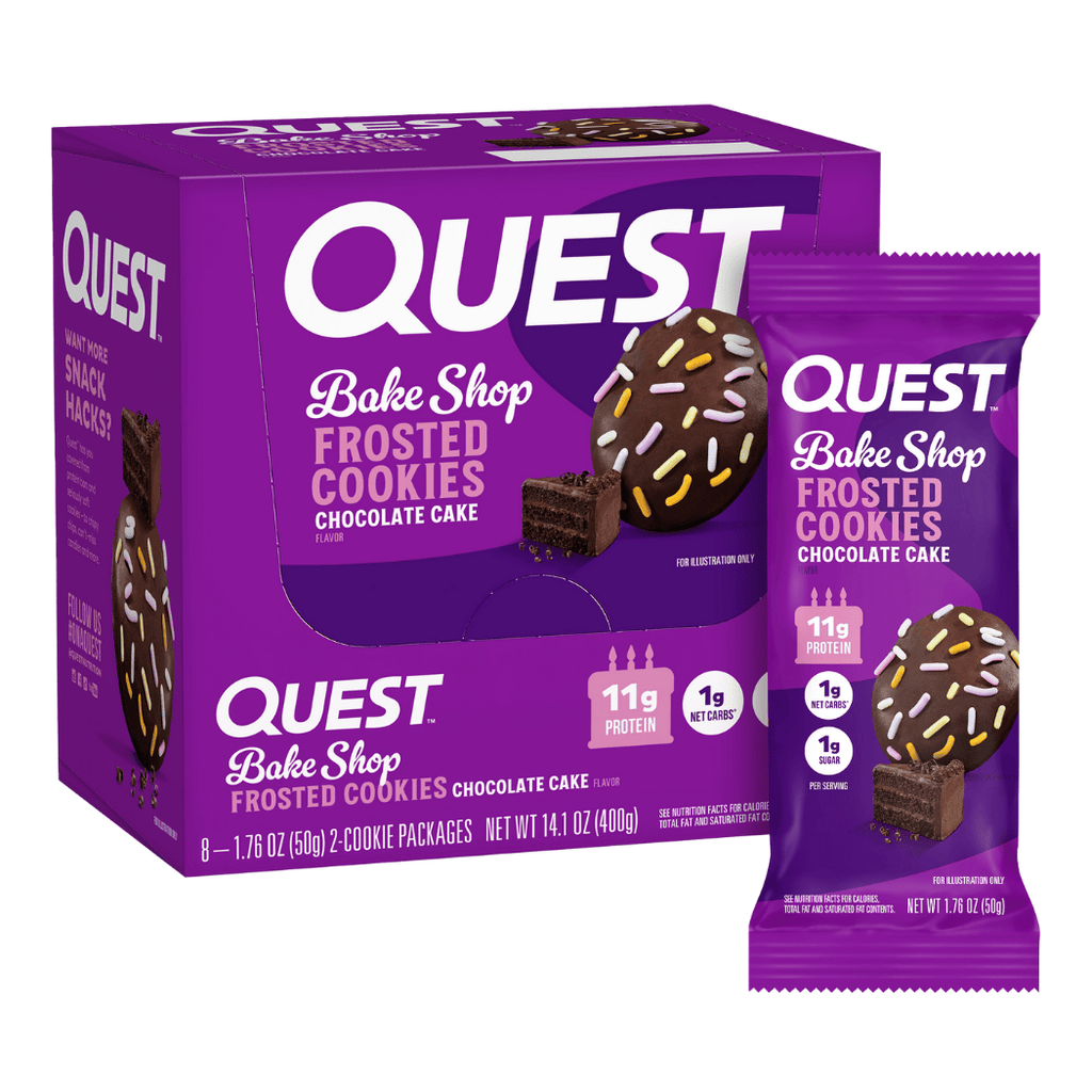Quest Frosted Cookies - Chocolate Cake Flavour - 16 Cookie Pack - Protein Package UK