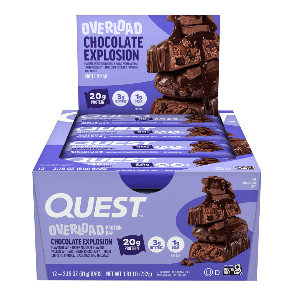 Quest Overload Chocolate Exploshion Protein Bar - 12 Pack (12x61g)