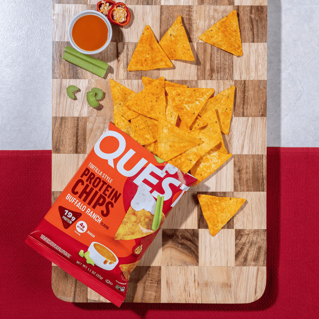  Buffalo Ranch Quest Protein Crisps on the table UK