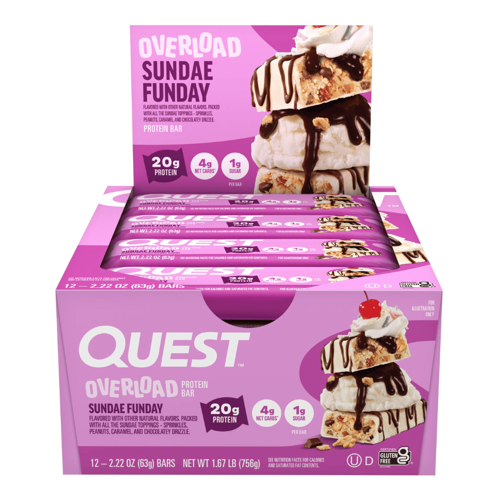 Quest Overload Sundae Funday Protein Bar - 12 Pack (12x63g)