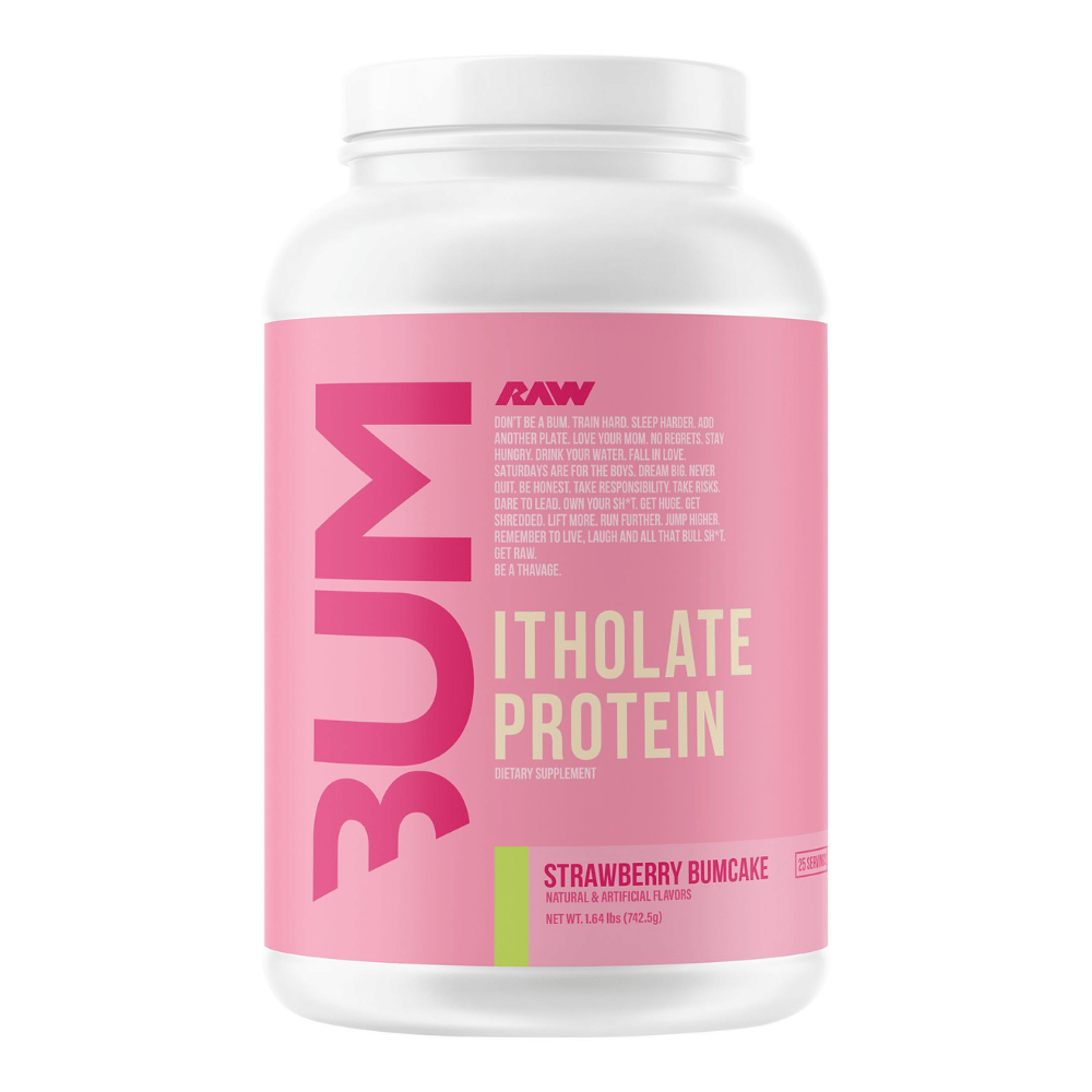 RAW BUM Strawberry Bumcake Itholate Isolate Protein Powder - 25 Serving Tubs