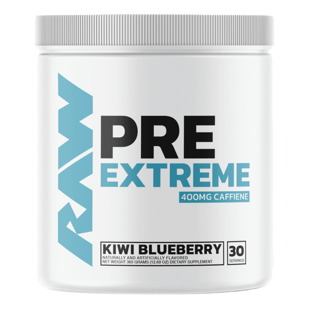 RAW Nutrition Extreme High-Caffeine Pre-Workout - Blueberry Kiwi Flavour - 30 Servings