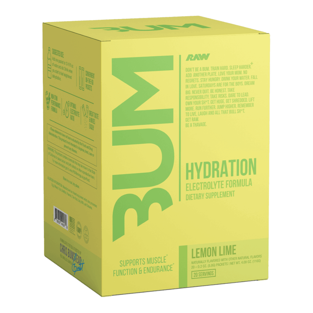 RAW BUM Hydration Electrolyte Formula - Lemon Lime Flavour - 20 Servings
