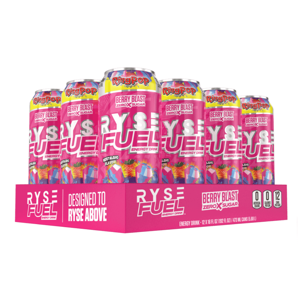 RYSE Ring Pop Berry Blast Flavoured Zero Calorie Energy Drinks - Single 473ml Cans