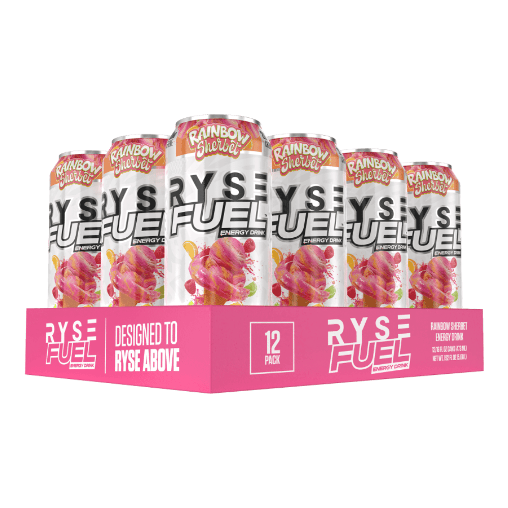 RYSE Rainbow Sherbet Energy Drinks - Zero Calories and Sugar - 12x473ml Cans
