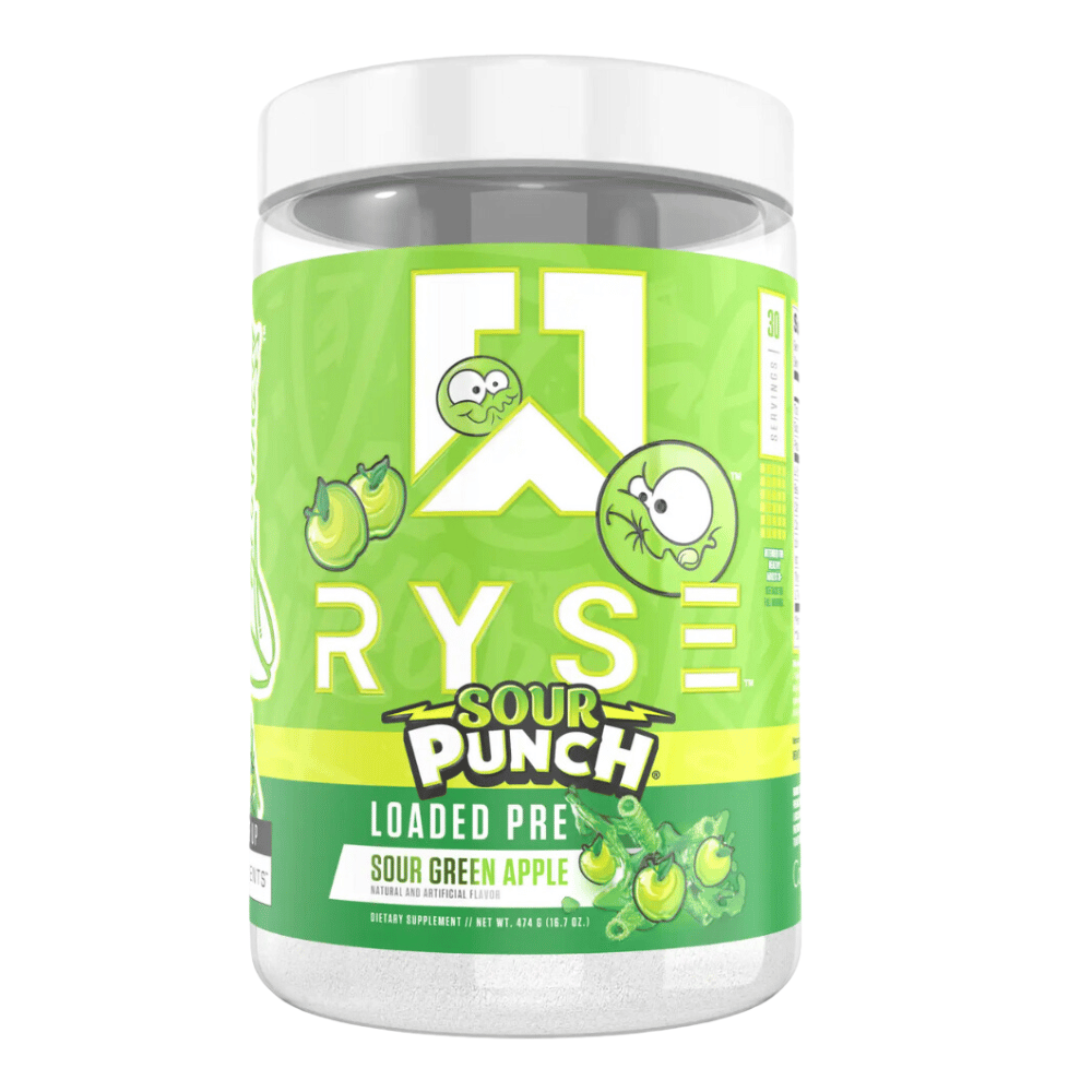 RYSE Sour Punch - Sour Green Apple Loaded Pre-Workout - 30 Serving Tubs