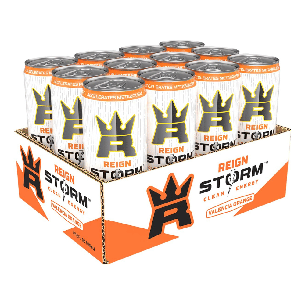 Reign Storm Energy Drinks - Valencia Orange Flavour - Clean Energy Formula - 12 Case Packs