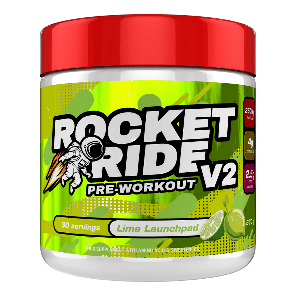 Rocket Ride Pre Workout - 360g Tubs (30 Servings) V2 - Lime Launchpad Flavour