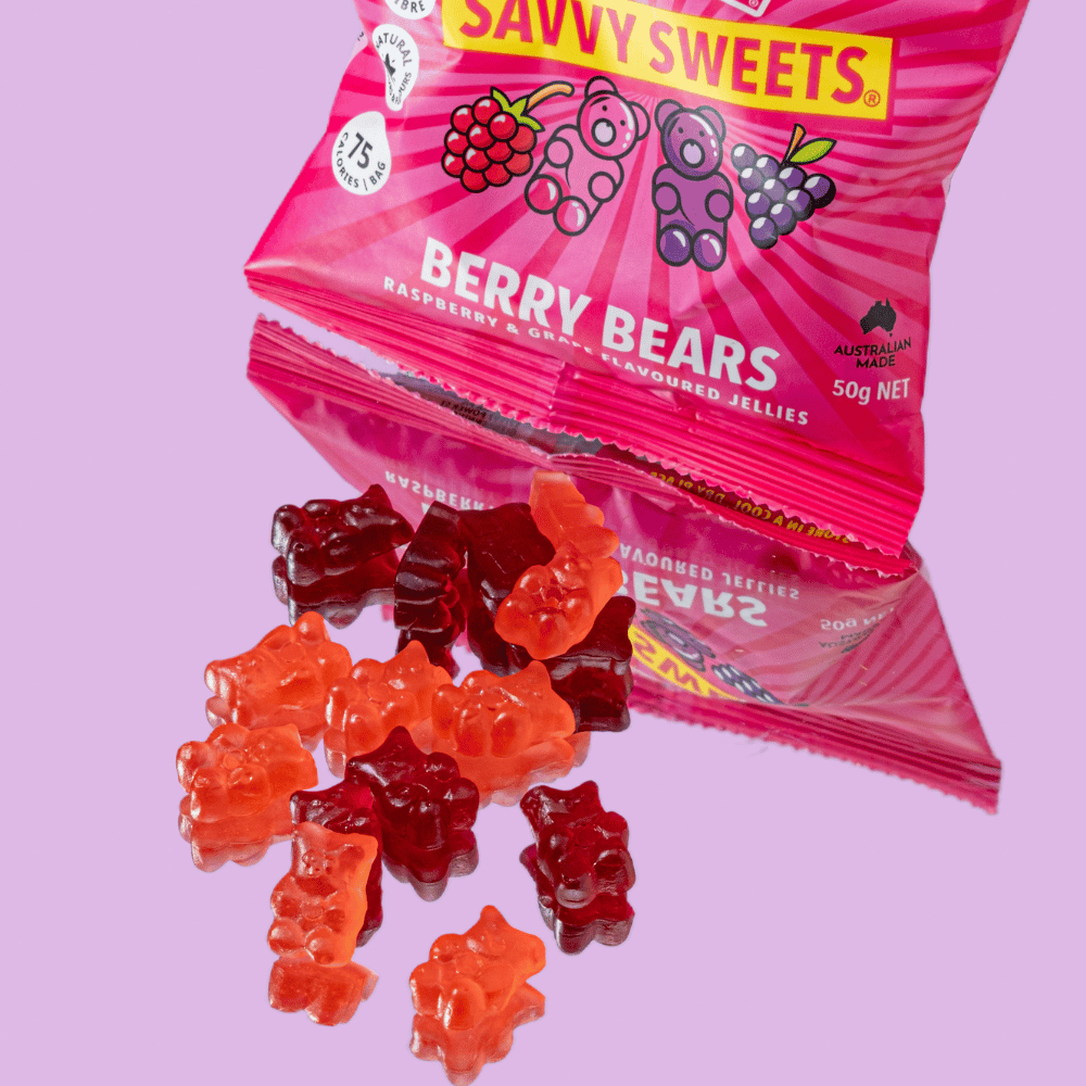 Open Packet of Savvy Sweets Low Sugar Candy Berry Bears