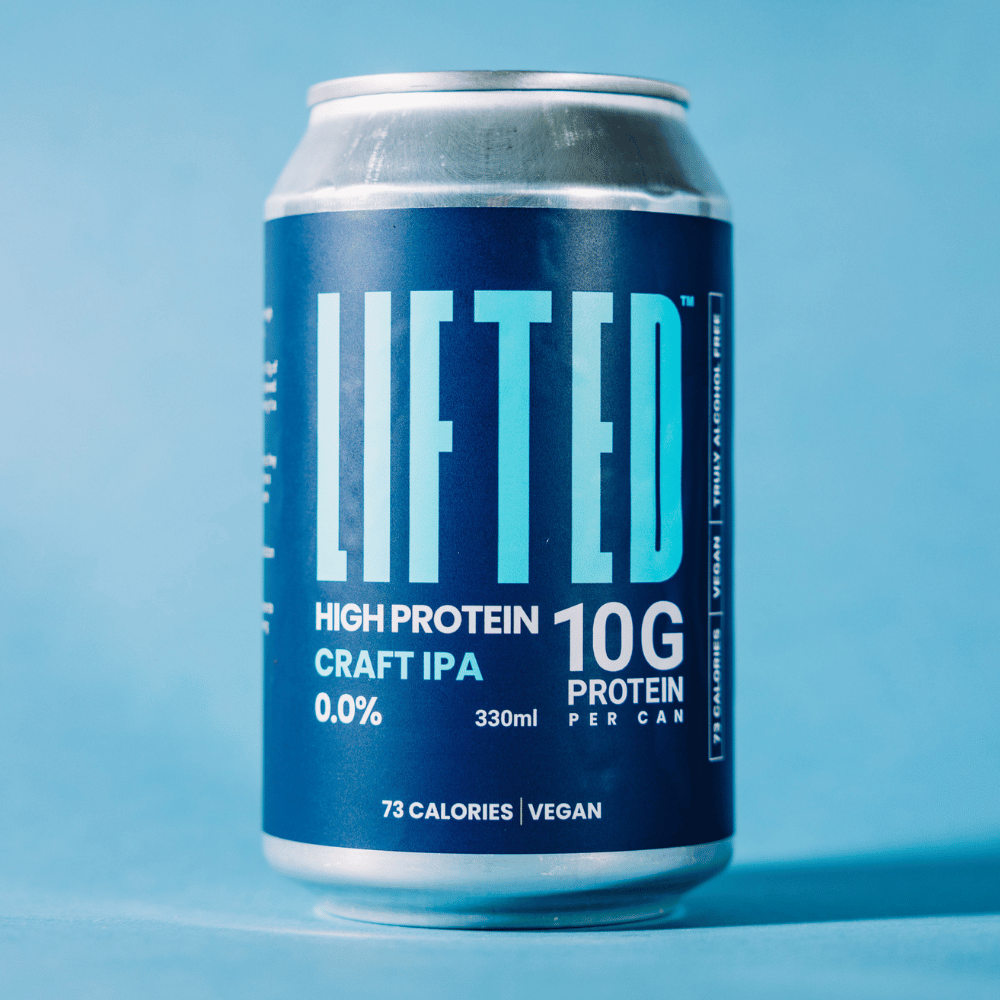 A single 330ml can of Lifted 0.0% ABV Protein IPA