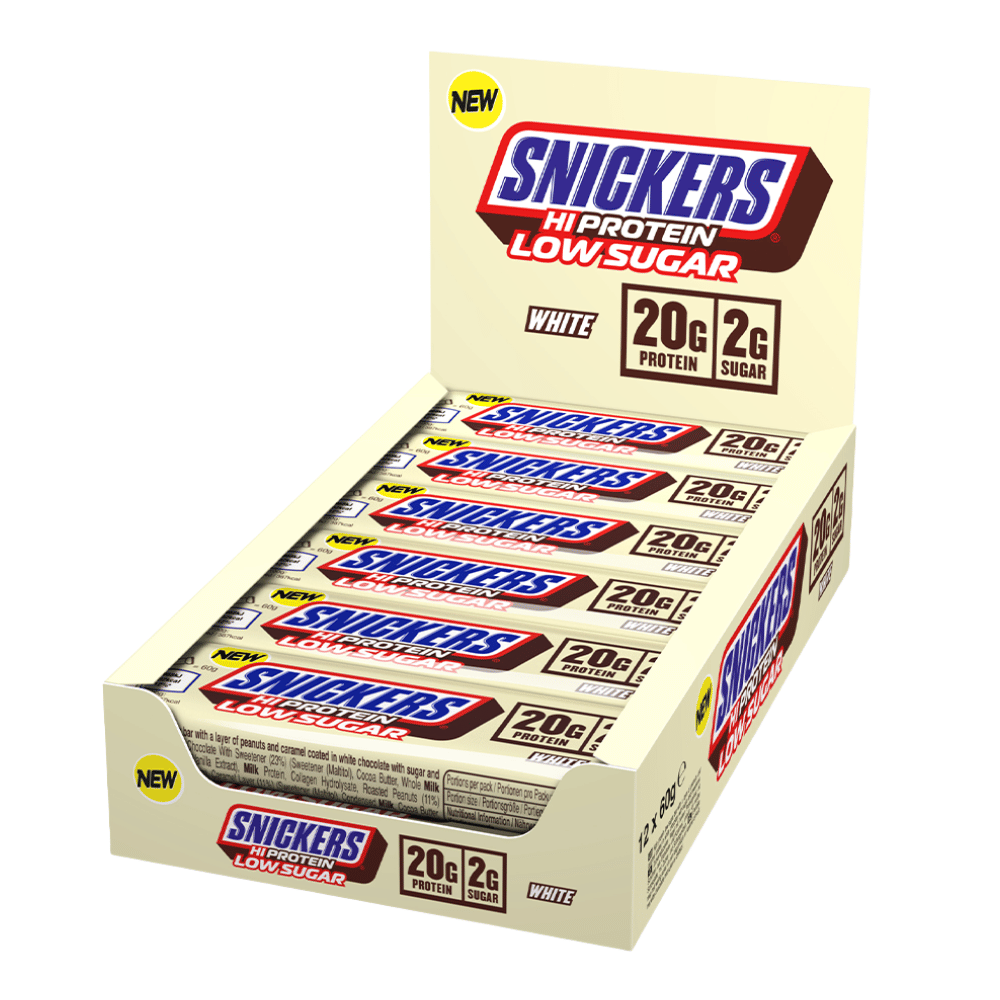 Snickers White Chocolate Low Sugar Hi-Protein Bars - 12 Pack
