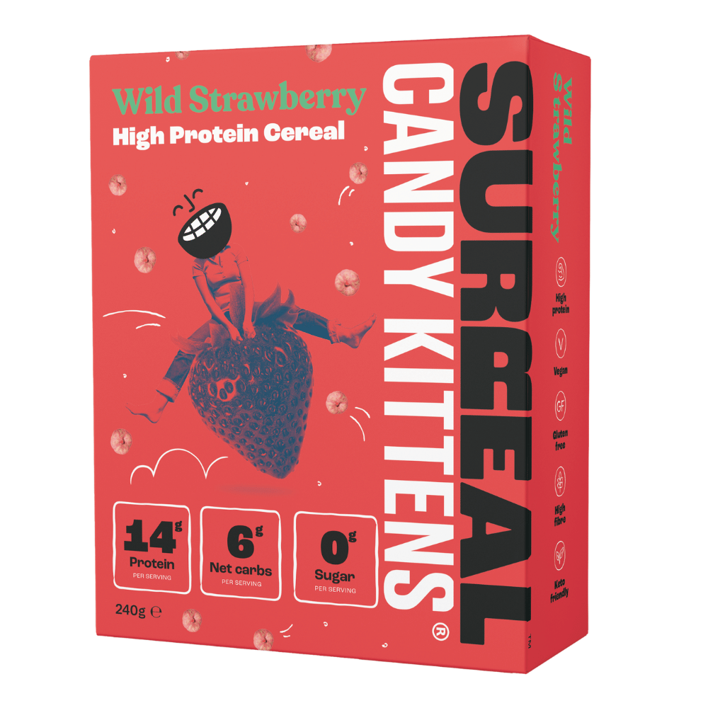 Surreal x Candy Kittens Wild Strawberry Protein Cereal - 240g Boxes - Collaboration Flavour