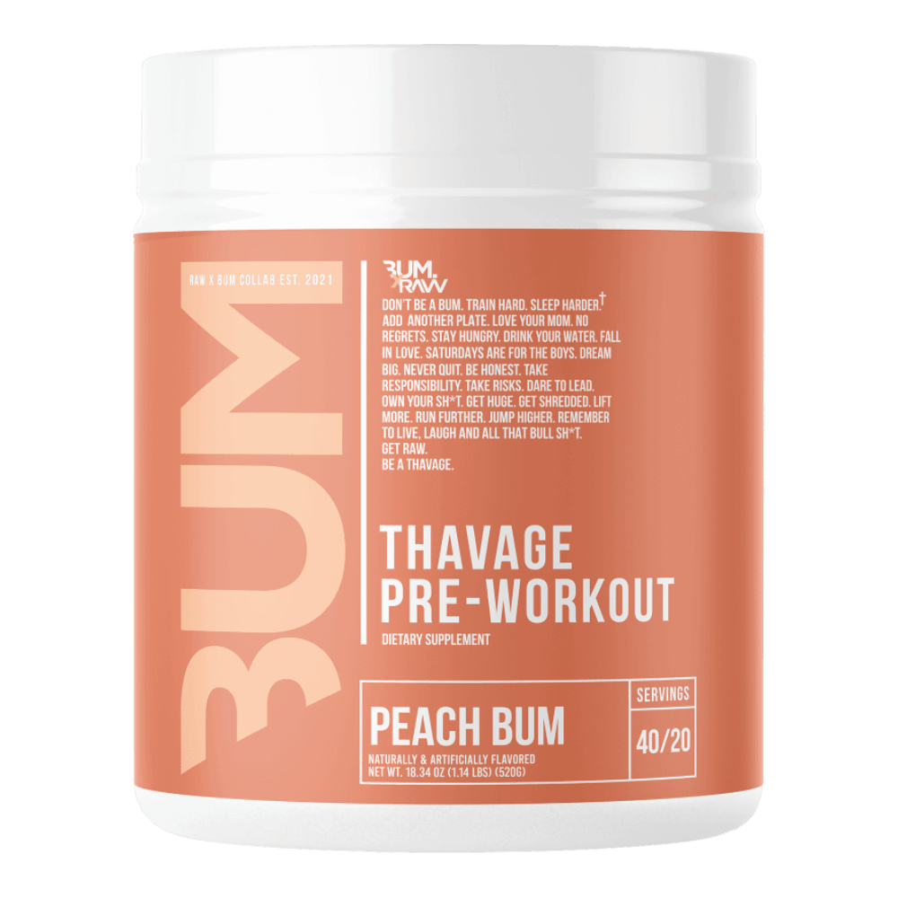 RAW CBUM Thavage Pre-Workout UK - Peach Bum Flavour - 40 Servings