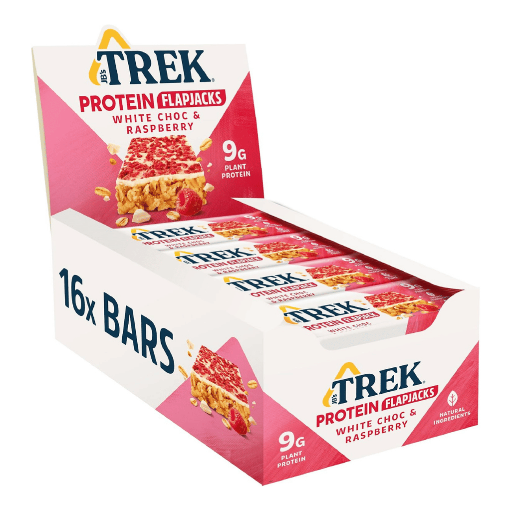 White Chocolate Raspberry TREK Protein Flapjacks - 16 x 50g Boxes