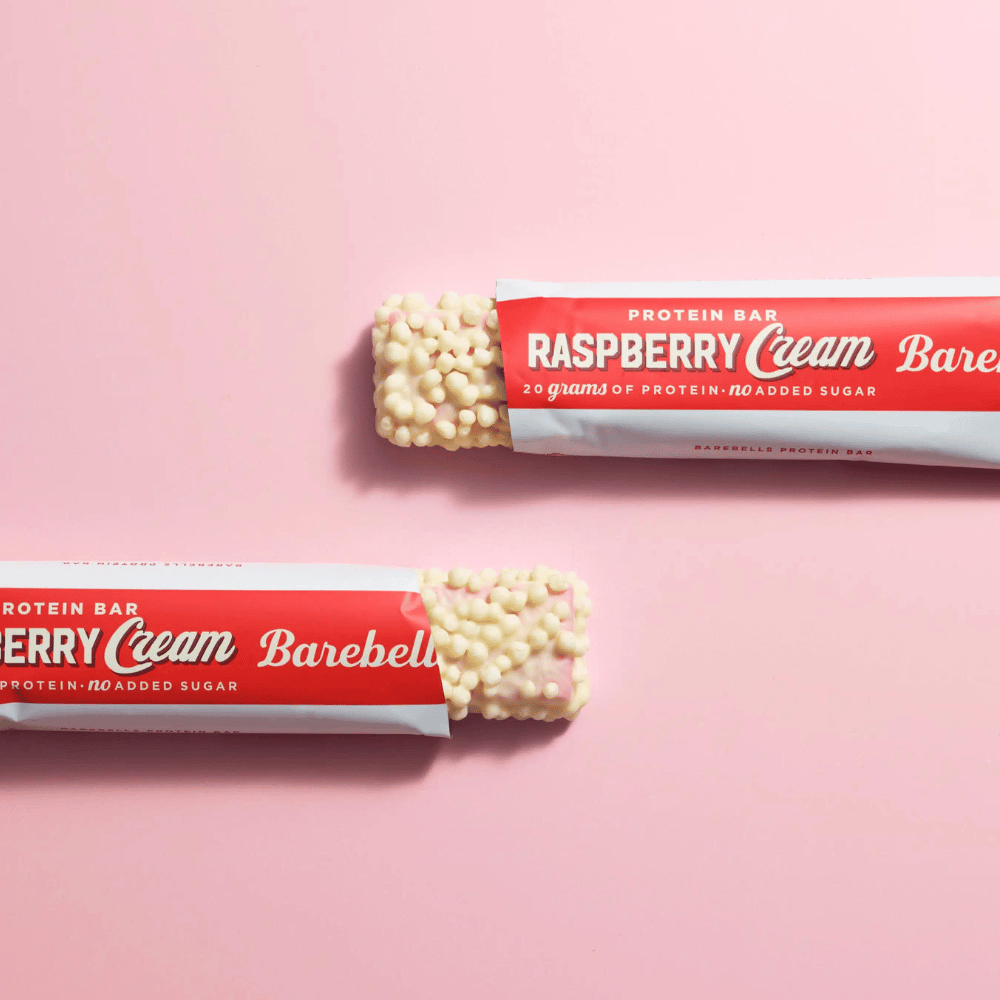 Two Barebells Raspberry Cream Bars