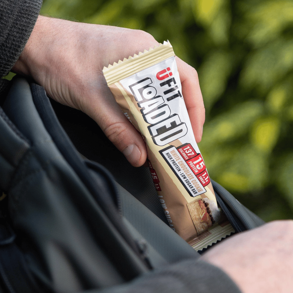 UFIT White Cookie Protein Bar - In Hand Out of Bag