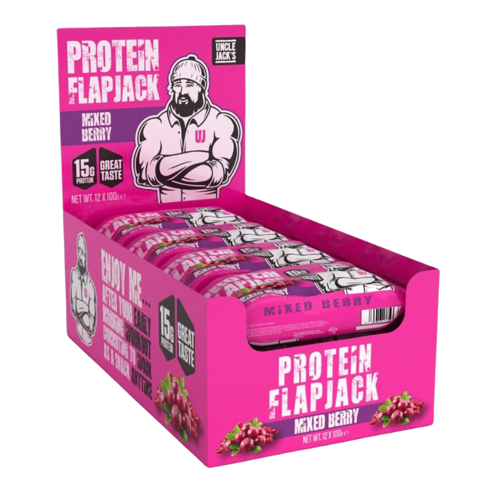 12 Pack of Uncle Jack's Mixed Berry Protein Flapjacks - 12x100g