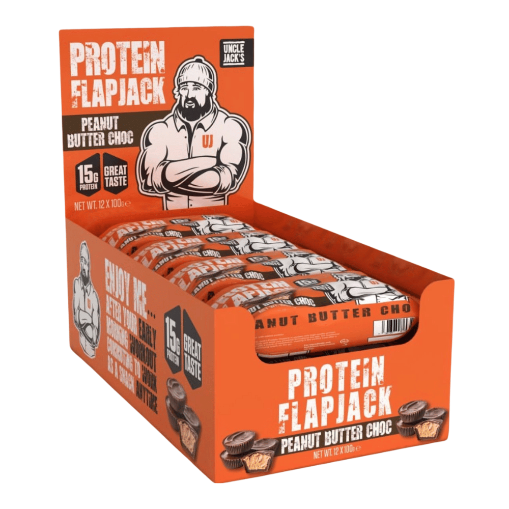 Uncle Jack's Peanut Butter Chocolate Cups Protein Flapjacks - 12x100g Box