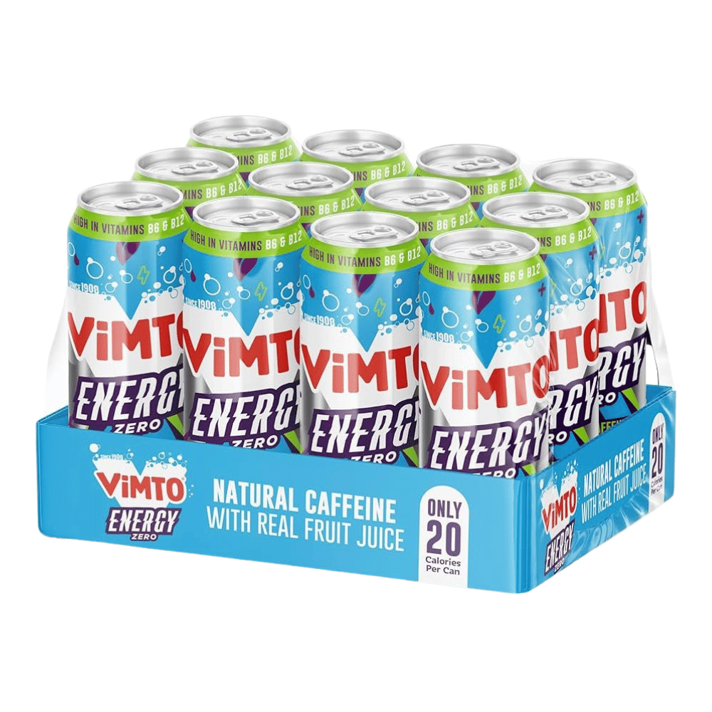 Vimto Energy Drinks - 12 Pack (12x500ml) - Low-Calorie and Low-Sugar