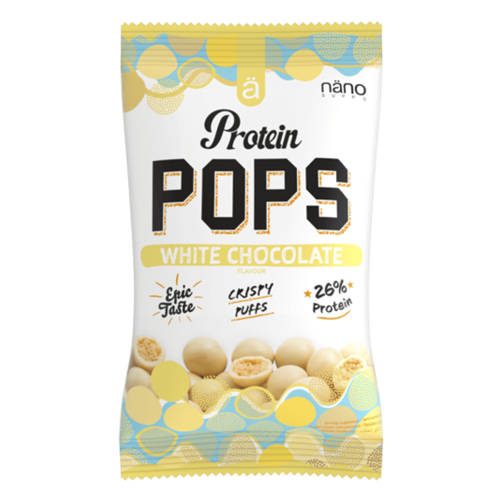 Nano Supps Protein Pops - White Chocolate Flavour - Protein Crispy Balls - 38g Bags