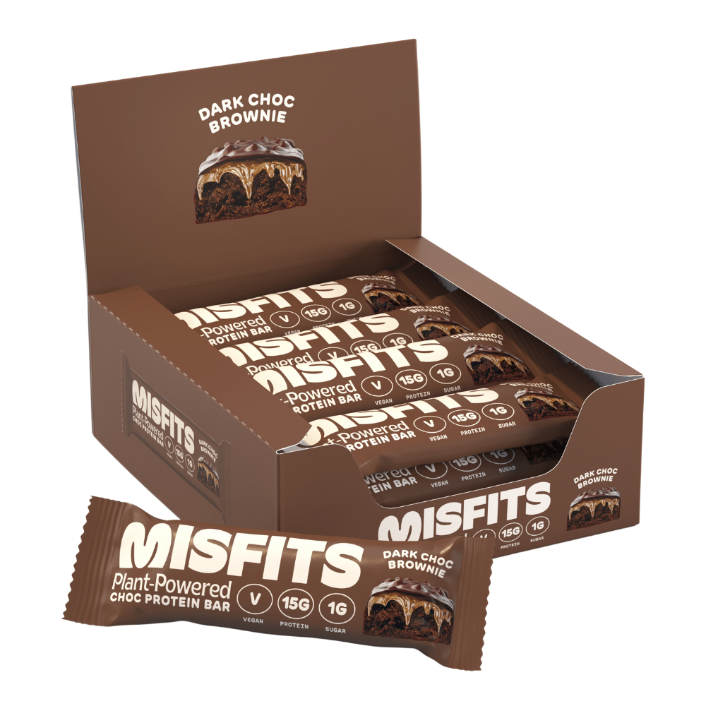 12 Pack of Misfits Dark Chocolate Brownie Nutritional Bars - Protein Package (UK)