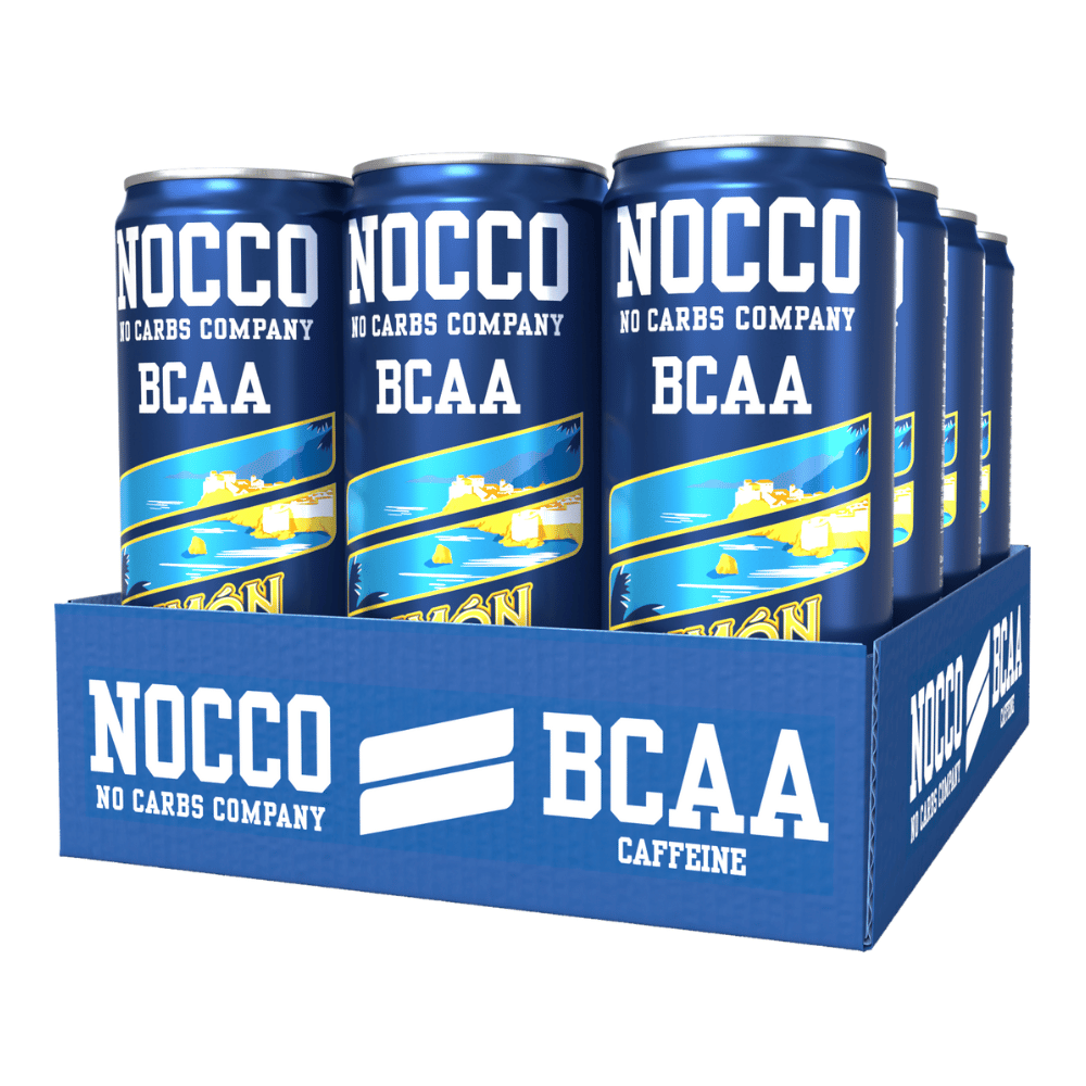 NOCCO BCAA Energy Drink Summer Variety Pack - 12 Count (Pack of 48) - 180mg  Caffeine, Sugar Free Energy Drinks - Carbonated, Low Calorie, BCAAs