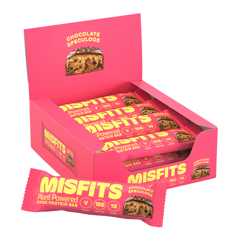 12x45g Plant-Based Misfits Protein Bars - Chocolate Speculoos Flavour