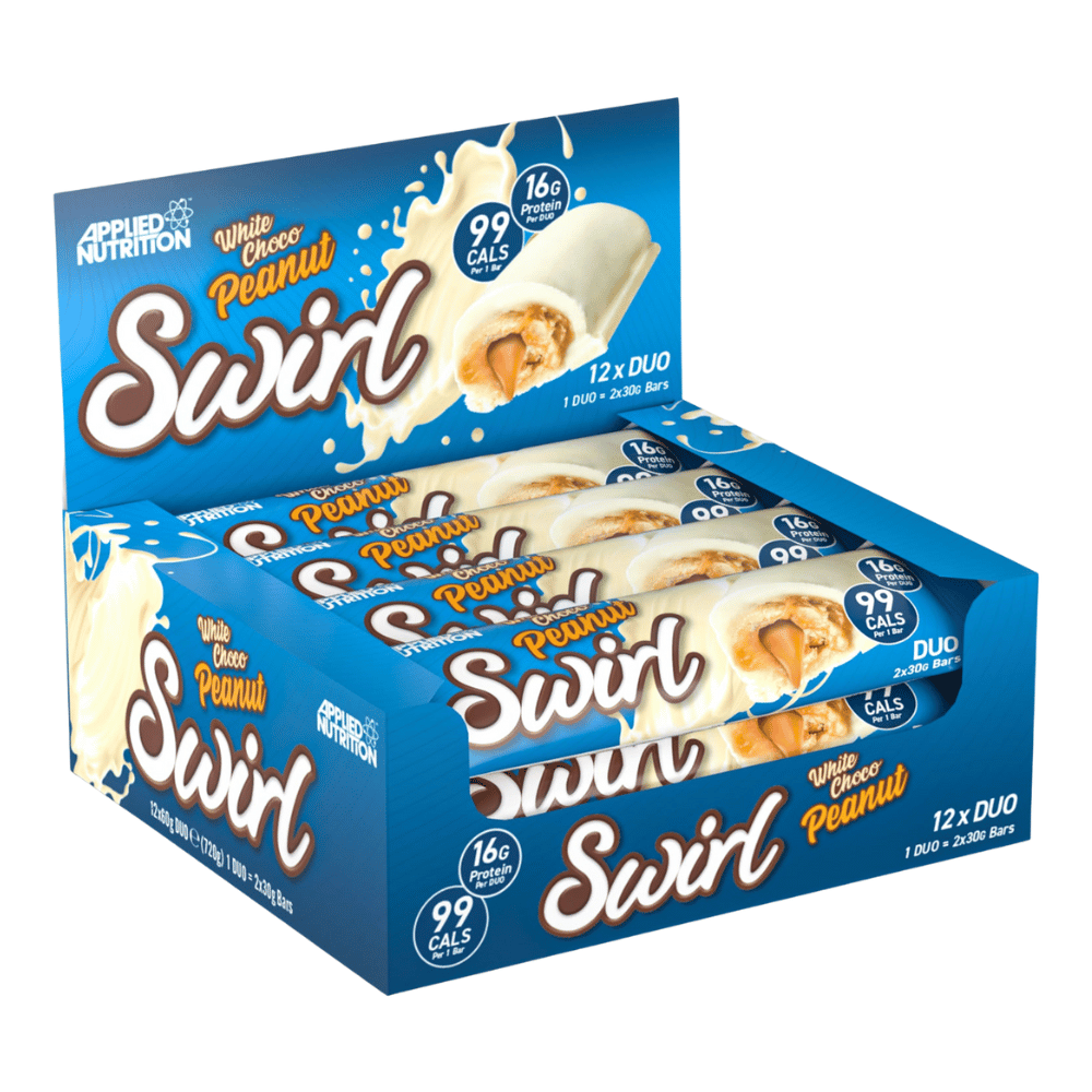 12 Pack of Applied Nutrition White Chocolate and Peanut Swirl Protein Bars - Protein Package