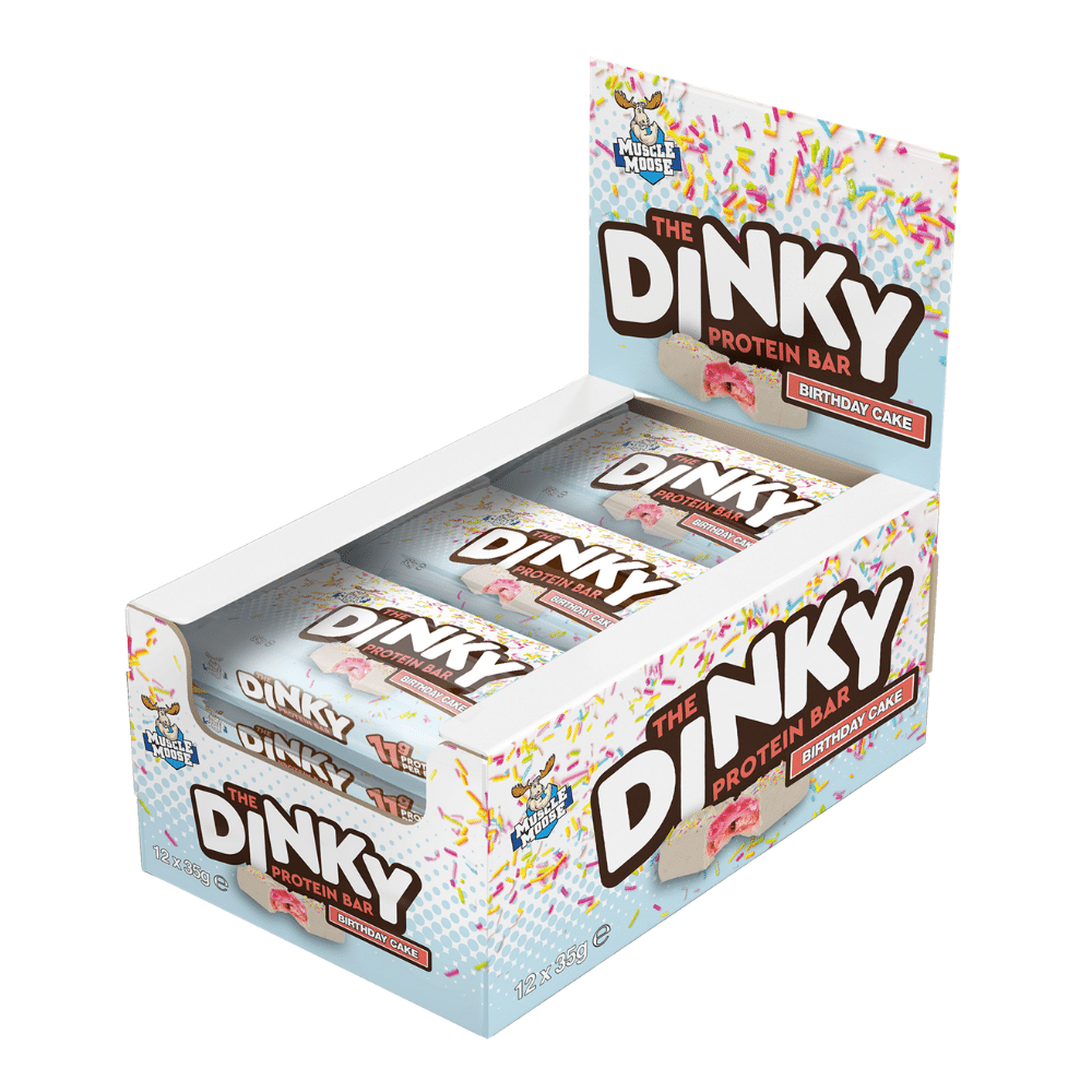 12 Pack of The Dinky Protein Bars - Muscle Moose Birthday Cake Flavour