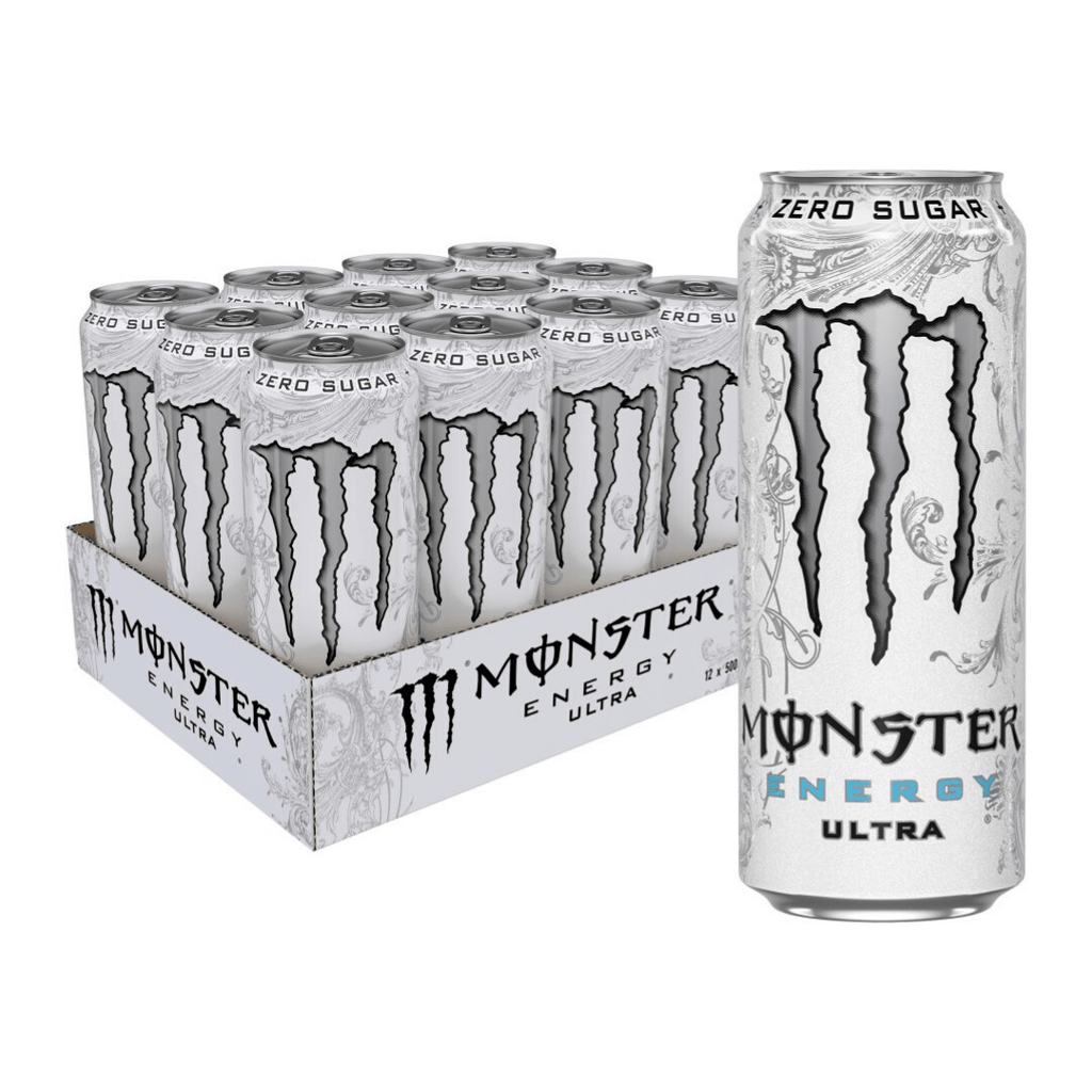 White Monster Energy Original Flavoured Ultra Energy Drinks UK - 12 Pack - Protein Package