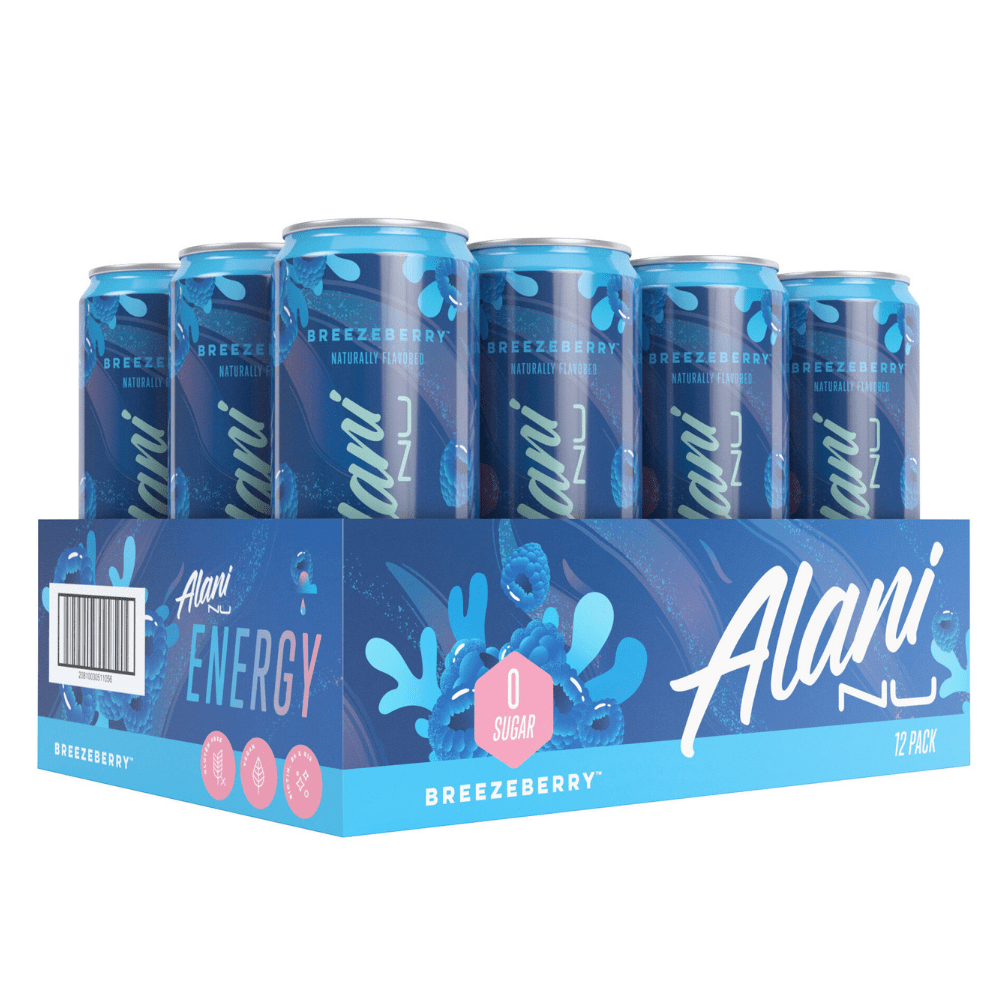 Vegan Berrybreeze Blueberry Alani Nu Energy Drinks with Zero Sugars - UK Pick and mix protein supplements and energy drinks