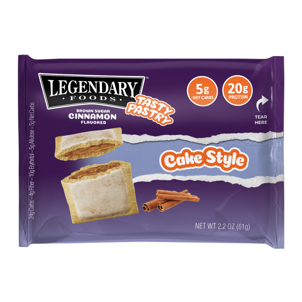 Tasty Pastries by Legendary Foods - Brown Sugar Cinnamon Flavour - Cake Style 61-Grams Single Protein Pastries