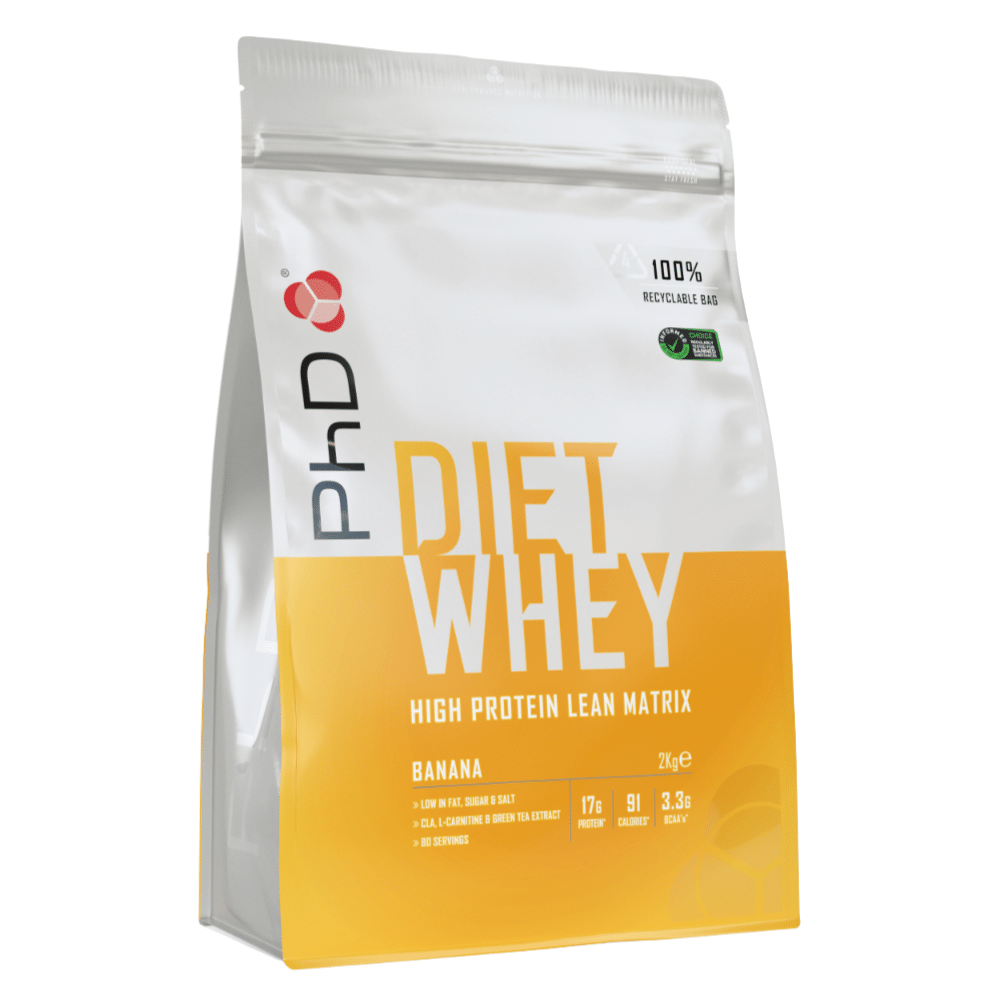 PhD Nutrition Banana Flavoured Diet Whey Protein Powder 2kg (80 Servings)