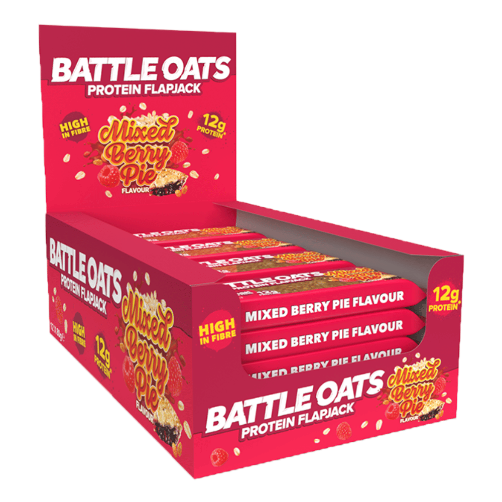 Battle Oats Mixed Berry Pie Protein Flapjack - 12x80g - Protein Package - By Battle Snacks