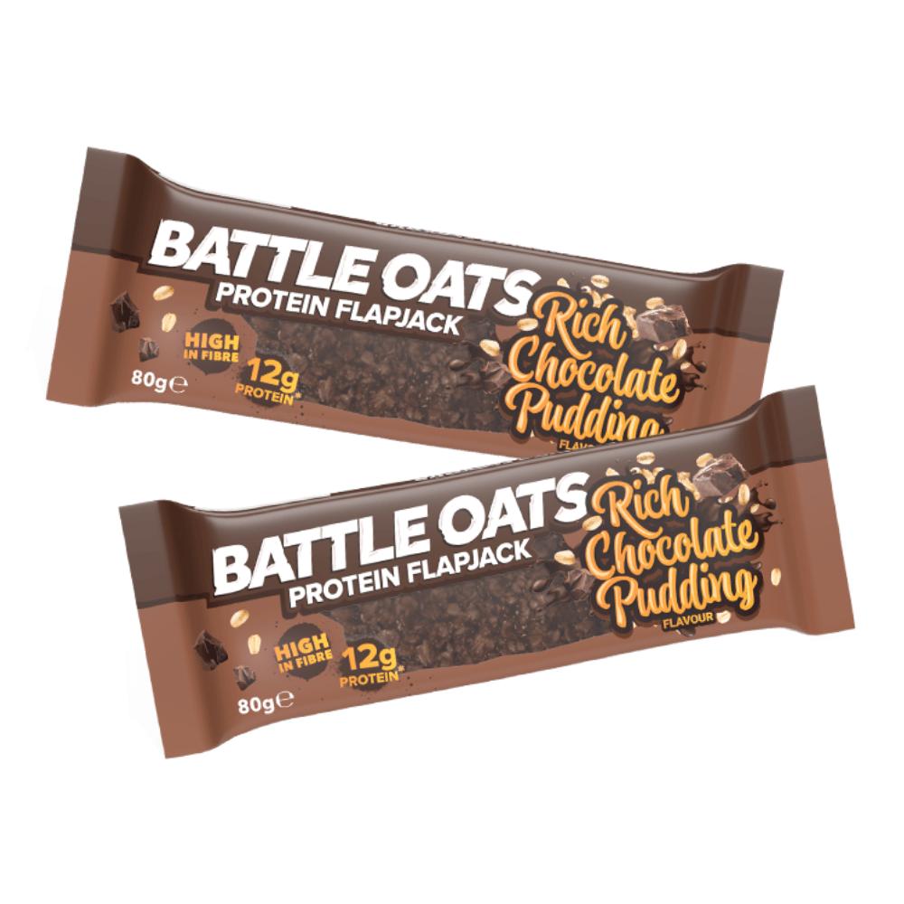 x2 Flapjacks by Battle Oats - Rich Chocolate Pudding Flavour - 2x80g Flapjacks