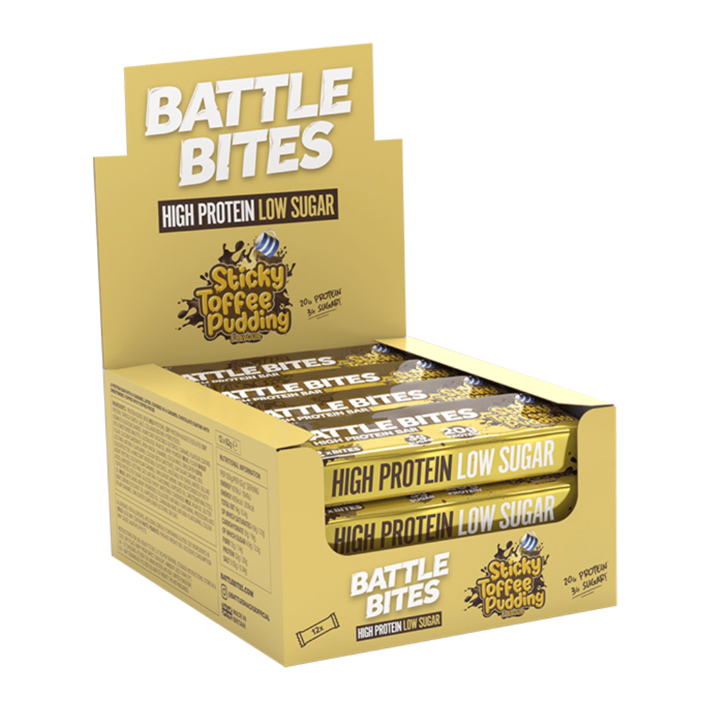 12 Pack of Low Calorie & Sugar Protein Battle Snacks Battle Bites - New Sticky Toffee Puddings Flavour