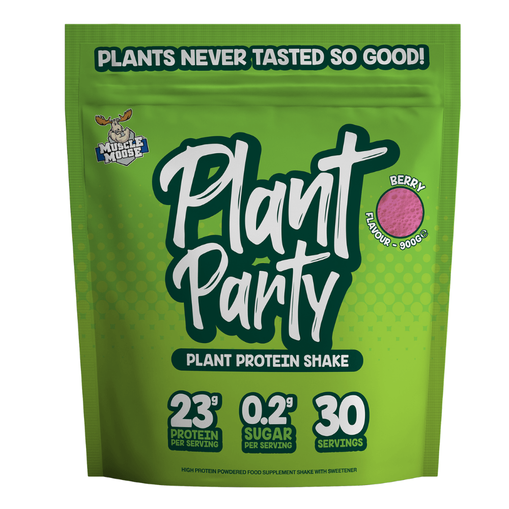 Plant Party Berry Flavoured Muscle Moose Vegan Protein Powders - Plant Protein Shake Mix 900g UK